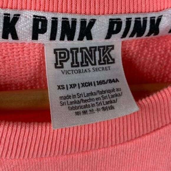 PINK Victoria’s Secret Cold Shoulder Sweatshirt Tank Coral Logo Graphic XS - Picture 10 of 11